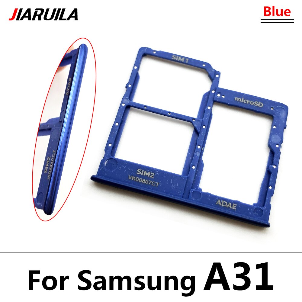 Dual-Card Sim Tray Holder For Samsung Galaxy A12 A31 A51 A71 A125F SIM Card Tray Slot Holder Adapter Socket Repair Parts: A31 blue
