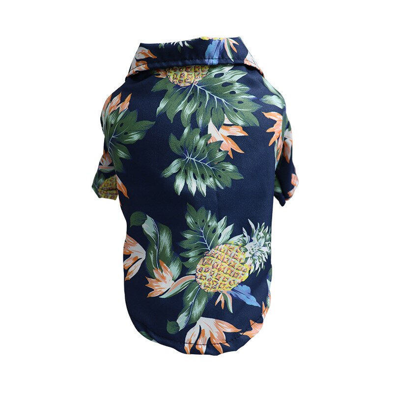 Camisas para perros pequeños, ropa con estampado Floral para mascotas, camisa de playa, chaquetas, disfraz para cachorros, ropa de primavera para mascotas: Navy Blue / L