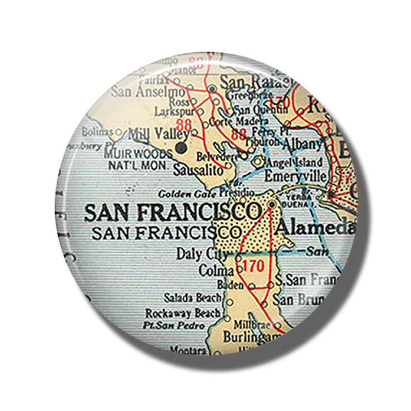 San Francisco Kaart 30 MM Magneet Alameda San Rafael Kaart Glas Cabochon Magnetische Koelkast Stickers Note Holder Home Decor