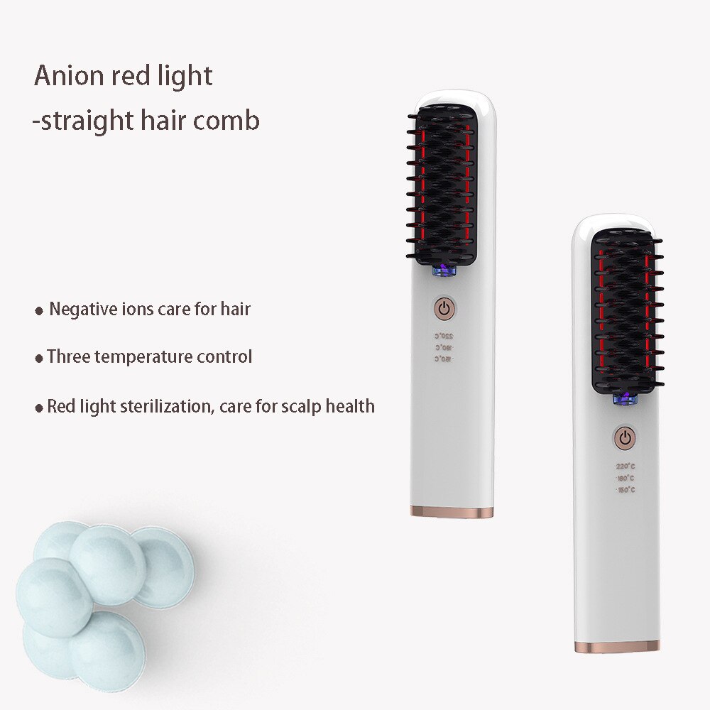 Alisador de pelo de iones negativos, peine de anión rojo ligero, calefacción rápida, cepillo de cabello para salón de belleza, peluquería