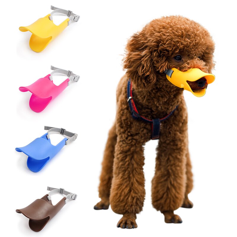 Adjusting Pet Dog Muzzle Silicone Duck Mouth Mask Muzzle Bark Bite Stop Small Dog Anti-bite Masks Pets Decoration