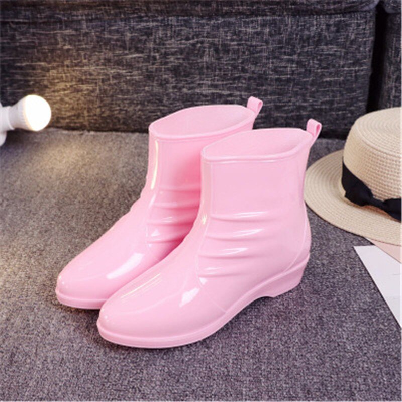 Women's water shoes Women's rain boots anti-skid velvet short rubber shoes adult water boots size 36-40 red black pink