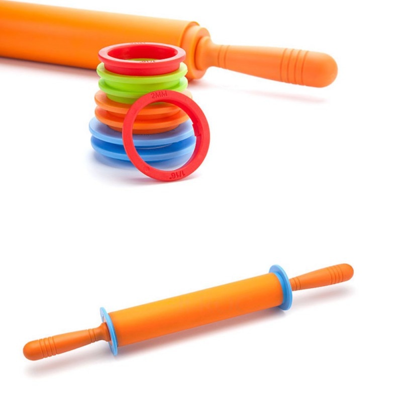 Heißer Einstellbare Wärme-beständig rollen Stift Mit Teig matt Teig Rolle mit Abnehmbare Einstellbare Dicke Ringe