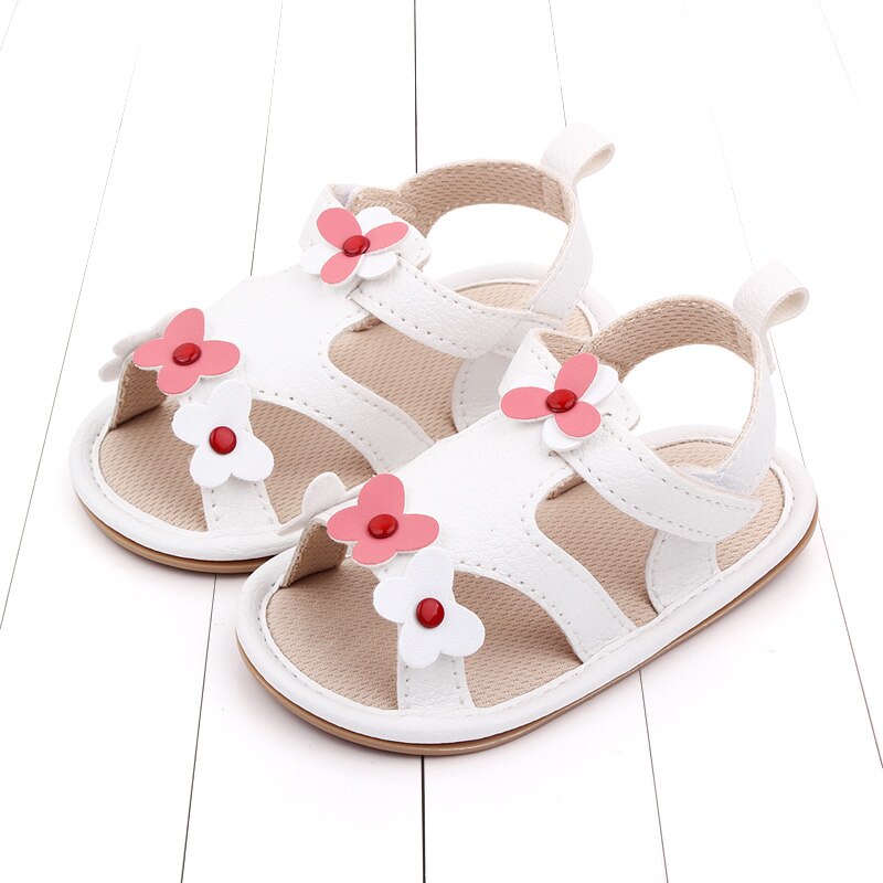 Sommerliche sandalen für babys und kleinkinder, mädchen, prinzessinnenschuhe mit 3d blumen, rutschfeste pu-gummischuhe