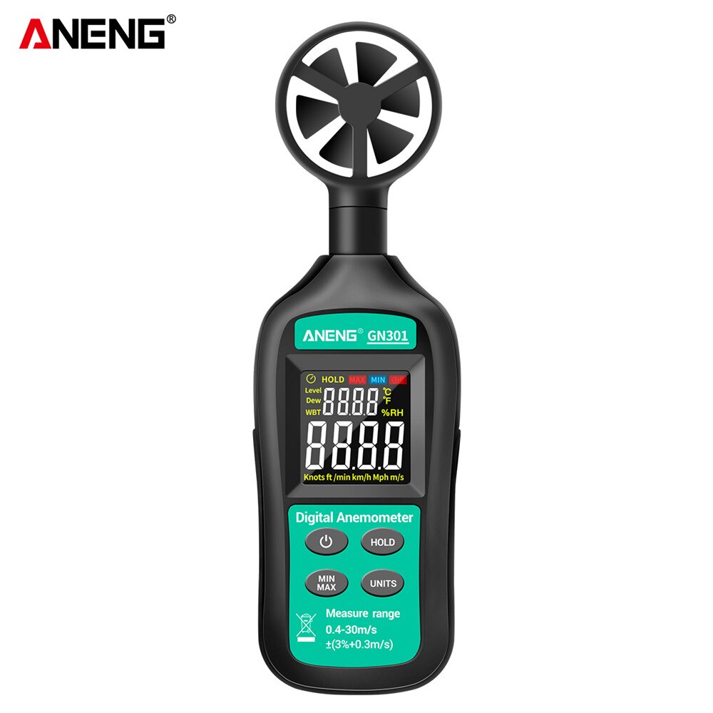 ANENG Handheld Digital Anemometer High Precision Wind Speed/Temperature Meter Digital Meteorograph with LCD Backlight