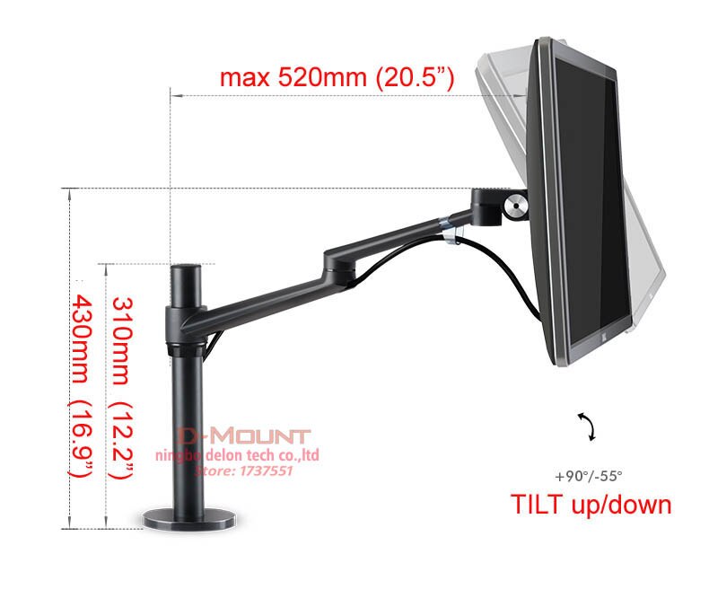 OL-1 10-32" aluminum dual arm lcd tv table mount tilt 360 rotate monitor desk stand vesa 75 100 rotatable bracket computer stand