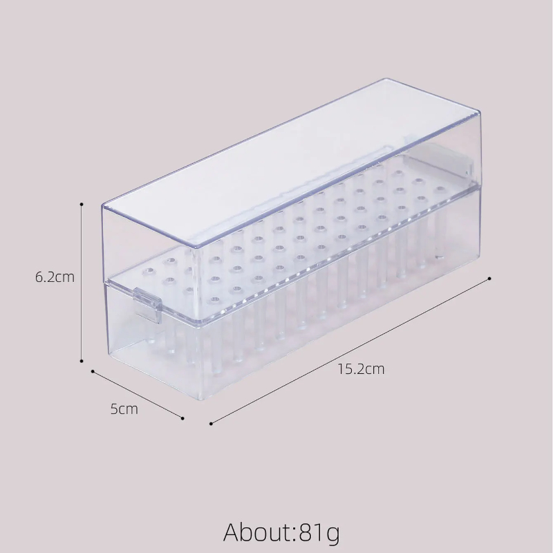 Transparent 48holes Nail Drill Bits Storage Box Empty Clear Box Nail Drill Display Stand Manicure Accessoy Tools