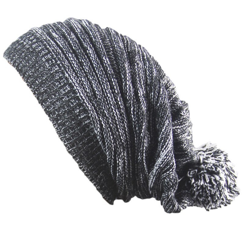 Warmer Knitted Hat Thick Warm Knit Crochet Beanies Winter Hats For Men Women Cap 4 Colors Bonnet With Big Plush Ball: 1