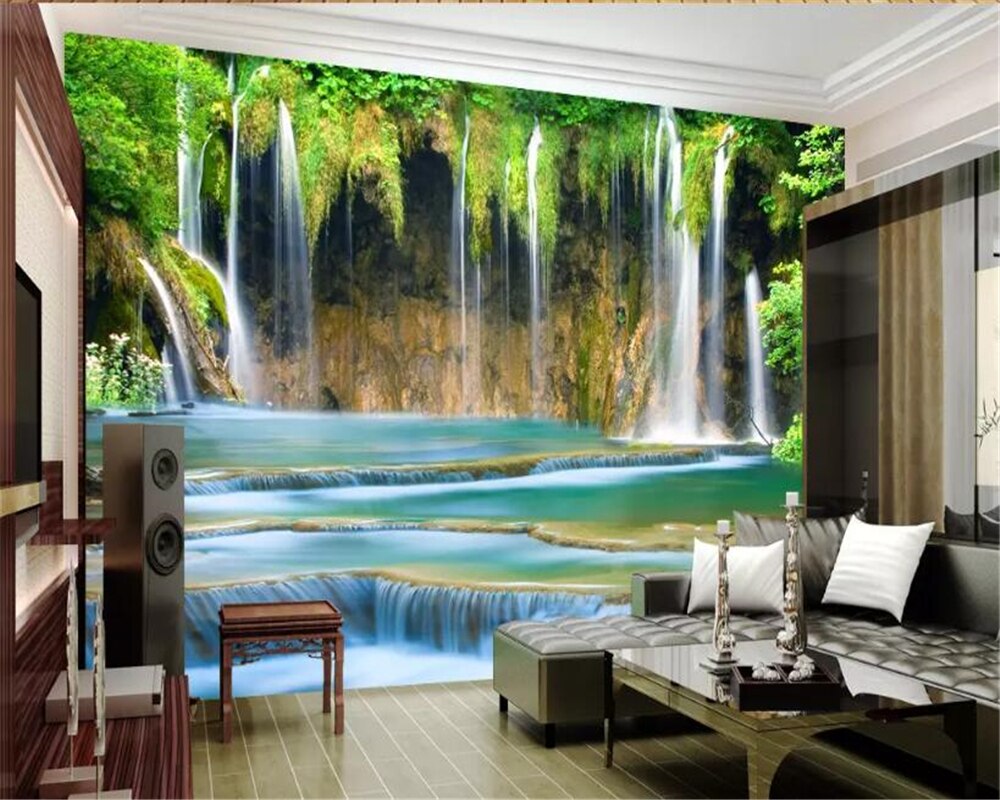 Beibehang Custom 3d behang muur waterval stereo landschap achtergrond muur vinyl behang voor huis muren behang