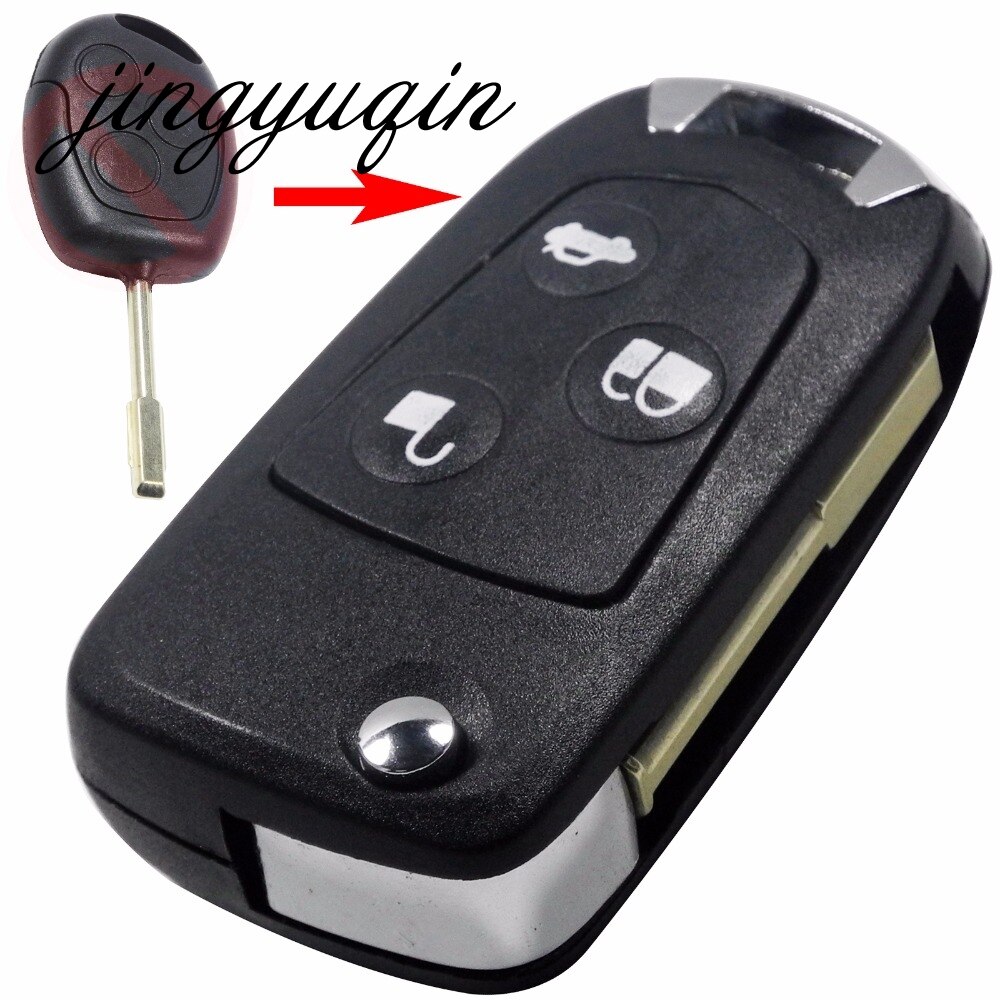 Jingyuqin 3 Knoppen Ongecensureerd Refit Remote Folding Flip Sleutel Shell Voor Ford Focus Ka Mondeo Fob Case