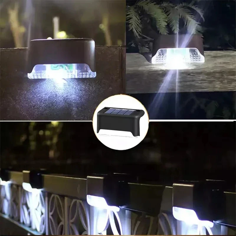 1/4/8/12Pcs Solar Deck Lights Outdoor Waterproof LED Fence Lights Step Garden Decorate Lamp for Patio Stairs Railing Pathway: moon blue / 0-5W