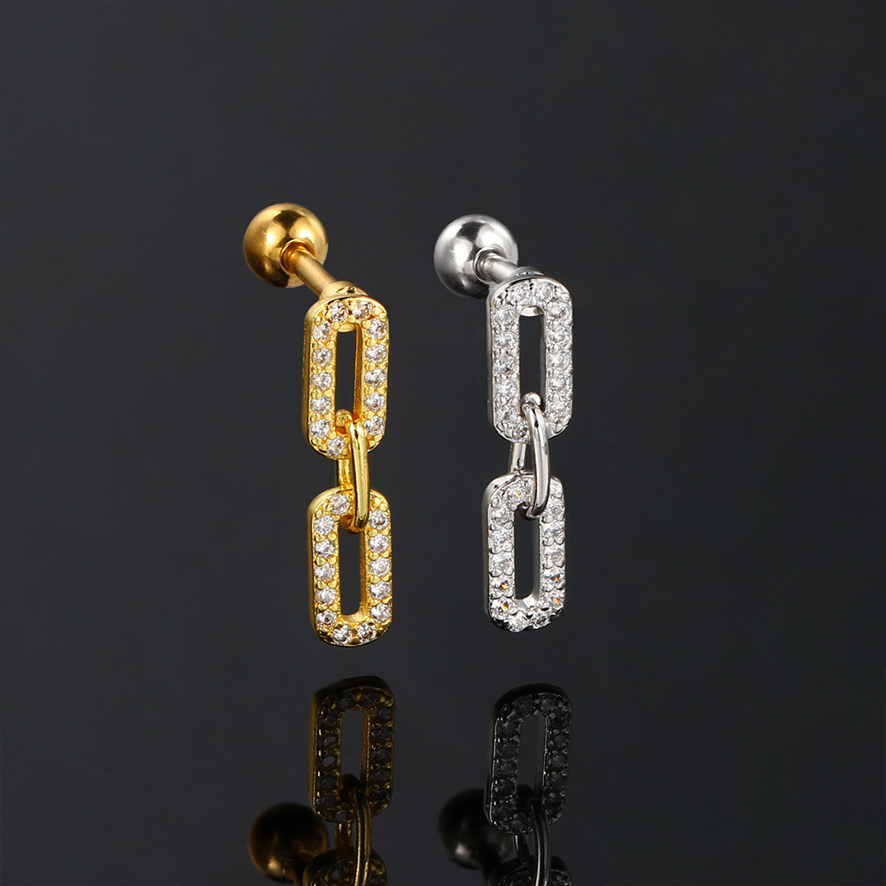 1pc catena corta piercing tutto'orecchio elica lobo orecchini con perno per le donne intarsiato zirconi da ragazzina Daith Trago accessori per l'orecchio gioielli ins