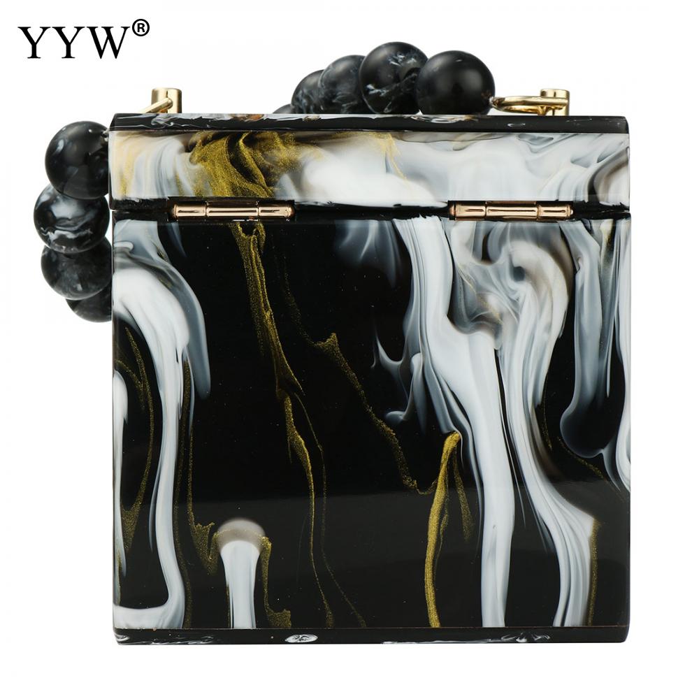 Kralen Handvat Handtas Vrouwelijke Inkt Patroon Avond Clutch En Portemonnee Women's Bag Mini Totes Acryl Box Zak bolso