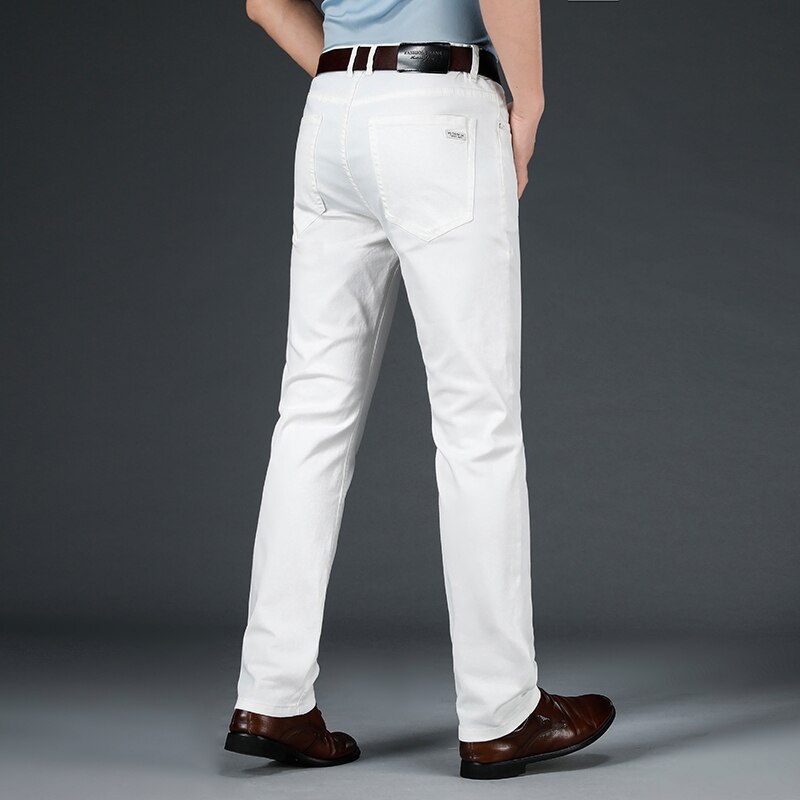 Pantalones vaqueros blancos para hombre, Corte recto de negocios de estilo clásico informal, modernos, suaves, avanzados, 40, primavera y otoño, novedad de
