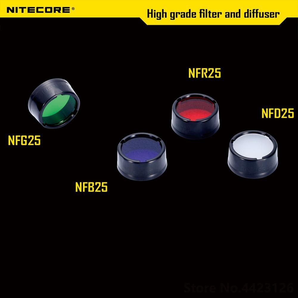 NITECORE – filtre Original NFR25 NFG25 NFD25 pour lampe de poche avec tête de 25.4mm pour Nitecore EA1 EA2 EC1 EC2 MH1A MH2A MH1C