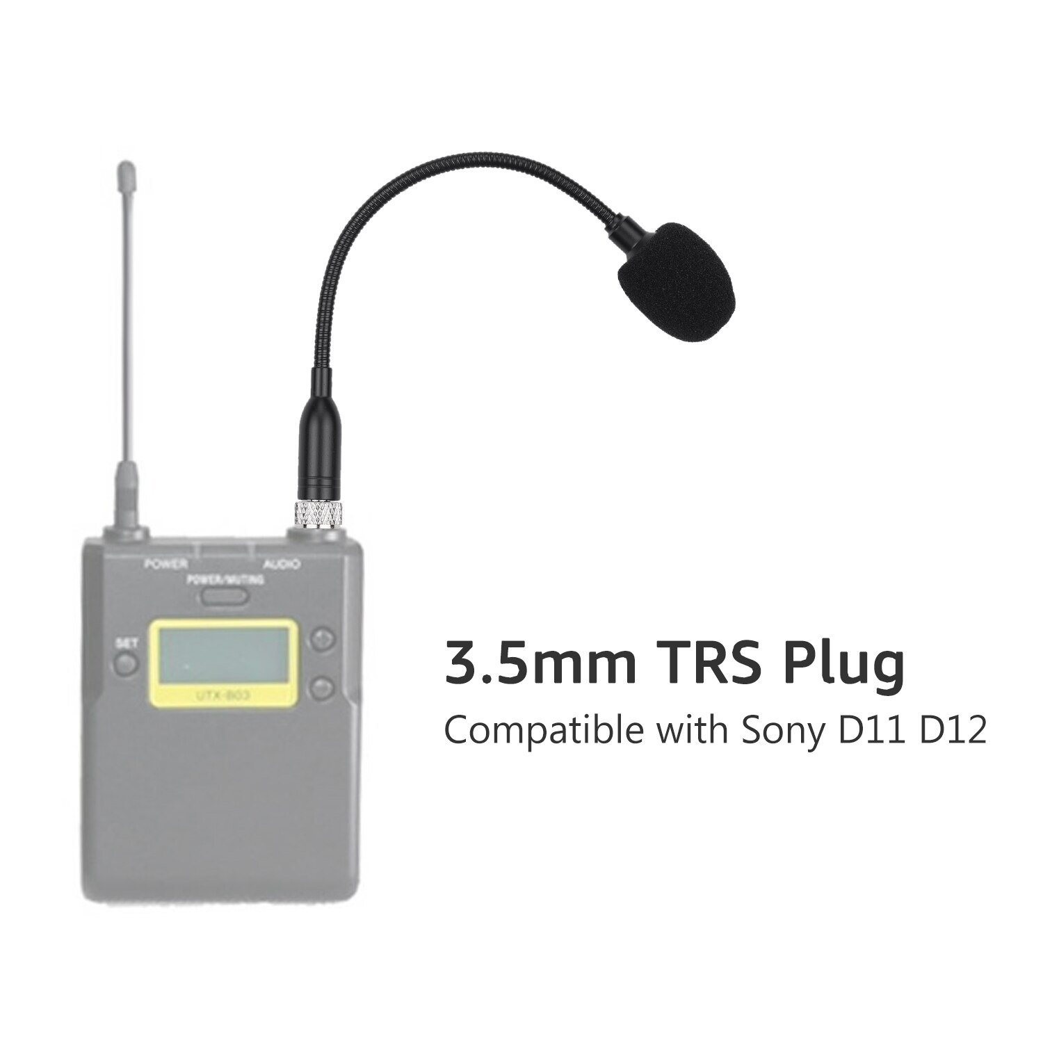ACEMIC Flexibele Condensator Microfoon Microfoon met 3.5mm TRS Plug Compatibel met Sony UWP D11 D12 Draadloze Microfoon Zender
