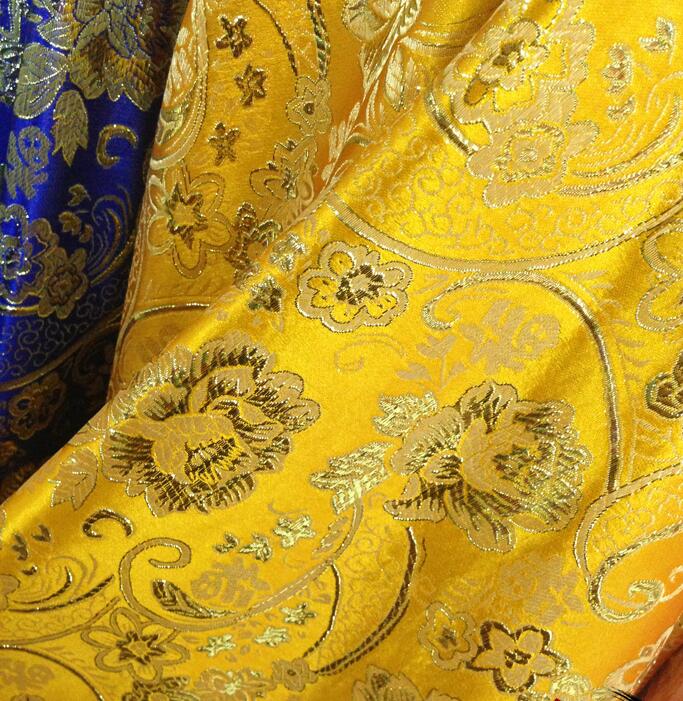 150*50cm Chinese Peony Floral Satin Jacquard Brocade Fabric Costume