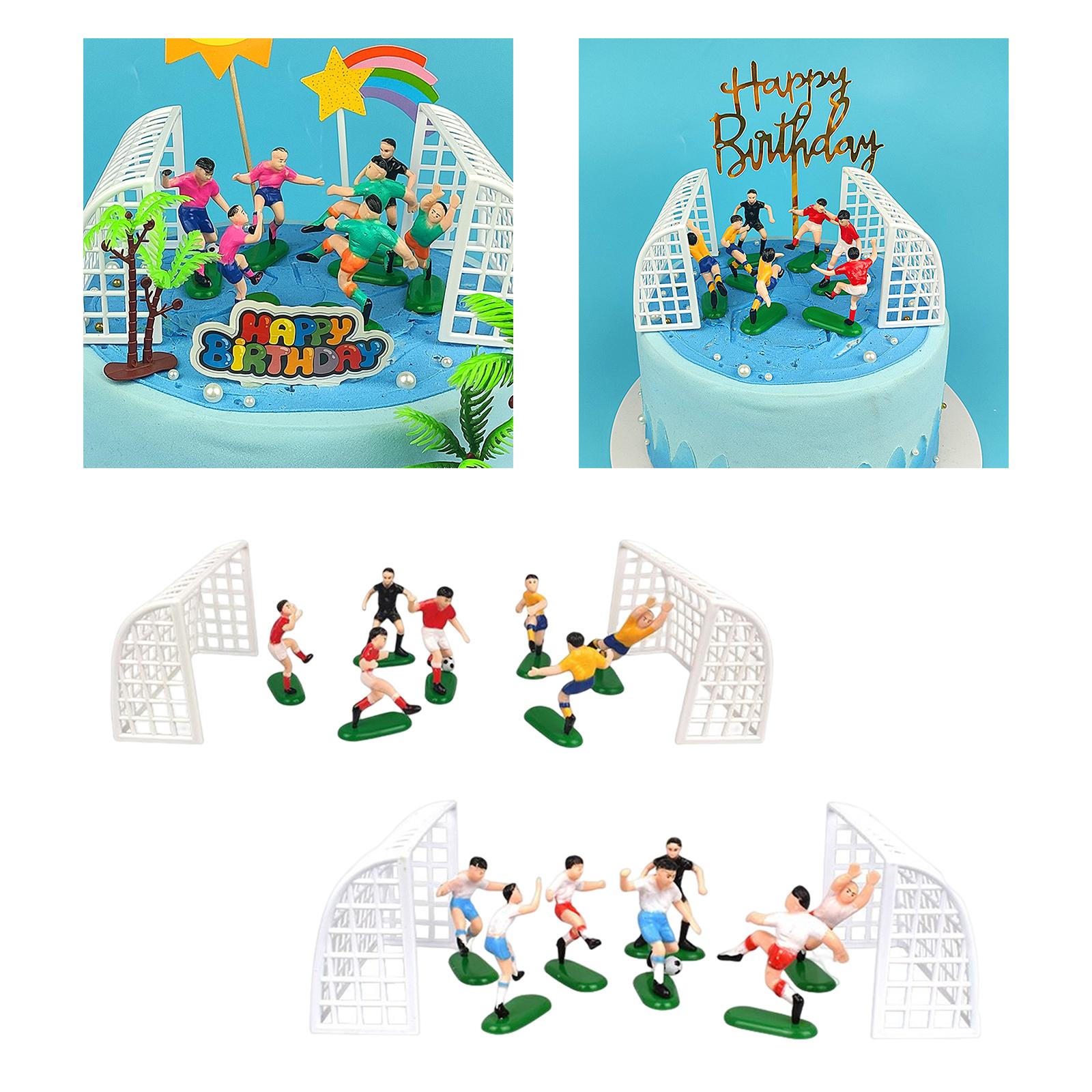 Voetbal Cake Toppers Fittings Benodigdheden Doelpoort DIY Mini Spelers Decoraties voor Kinderen Verjaardag Voetbal Thema Bakken Cupcake