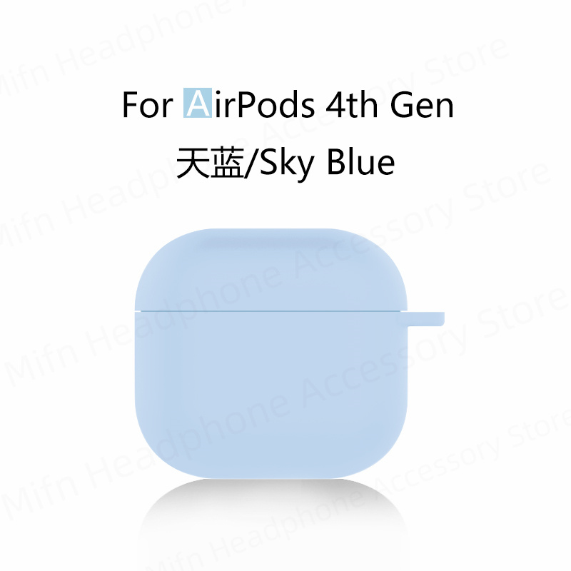 Para nuevos airpods 4 funda para auriculares apple funda protectora de silicona líquida para airpods 4 funda para auriculares inalámbricos Bluetooth: Azul cielo