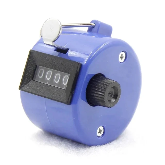4 Digit Number Counters Plastic Shell Hand Finger Display Manual Counting Tally Clicker Color Shell Timer Soccer Golf Counter: Blue