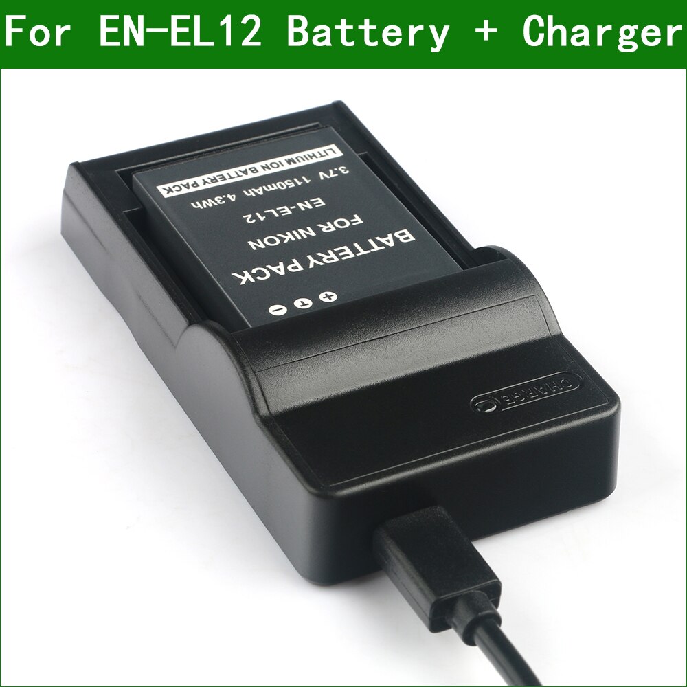 EN-EL12 ENEL12 es EL12 batería para cámara Digital Nikon COOLPIX S9300 S9400 S9500 W300 A900 S9900 B600: 1Battery 1Charger