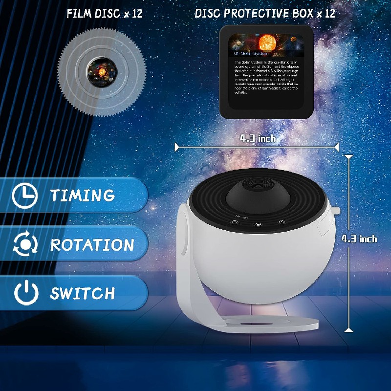 Galaxy Projector for Bedroom HD Image Star Projector 13 Film Discs kids Planetarium Projector with 360° Rotating and 1/2h Timer