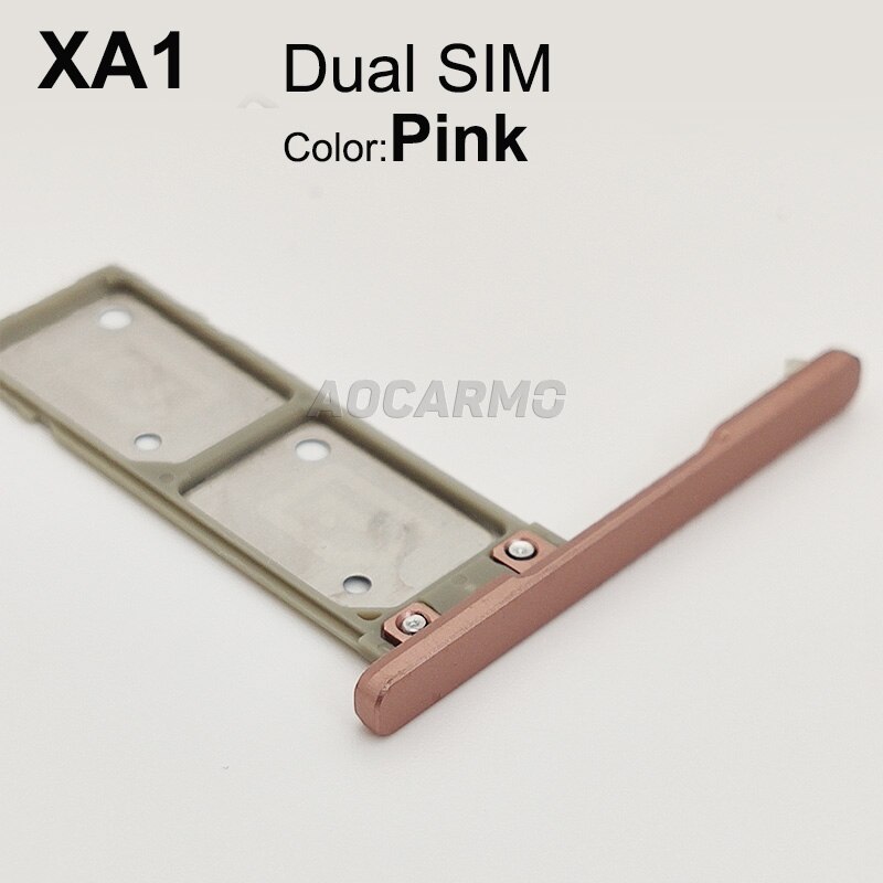 Aocarmo Single Dual SIM Card Holder Reader Sim Tray Slot With Cover For Sony Xperia XA1 G3121 G3125 G3112 G3116: Pink Dual SIM