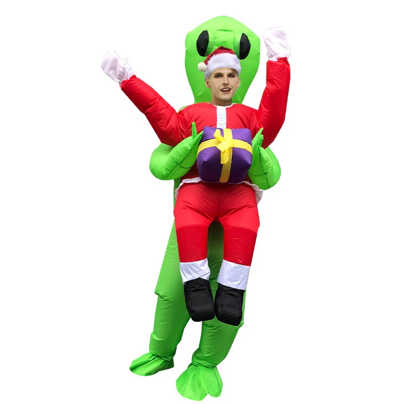 Christmas Green Alien costume Adult Funny Inflatable Santa claus Costume Monster Suit Party Carnival Costumes Year