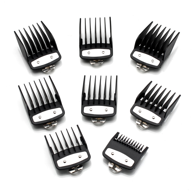 8 sizes of guide comb sets with a box metal combs spare parts hair clipper limited combs metal clip set