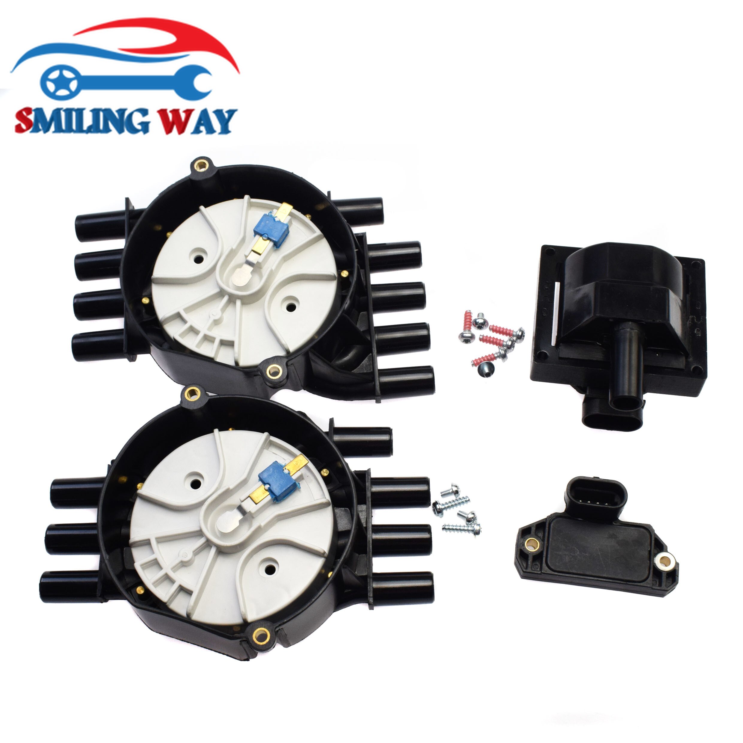 Spark Plug Wires + Distributor Cap Rotor + Ignition Coil + Module For Chevrolet GMC Cadillac Buick Pontiac 10452459 10452458