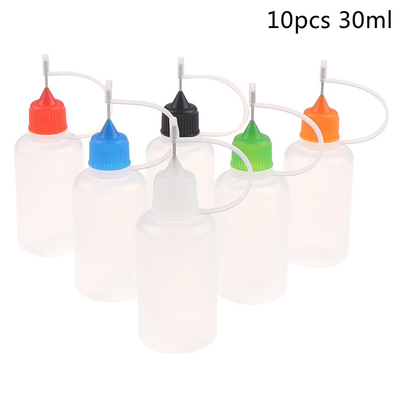 10Pcs 30ml Refillable Plastic Ceramic Pottery Tools Squeezable Needle Bottle Point Line DIY Polymer Clay Tools
