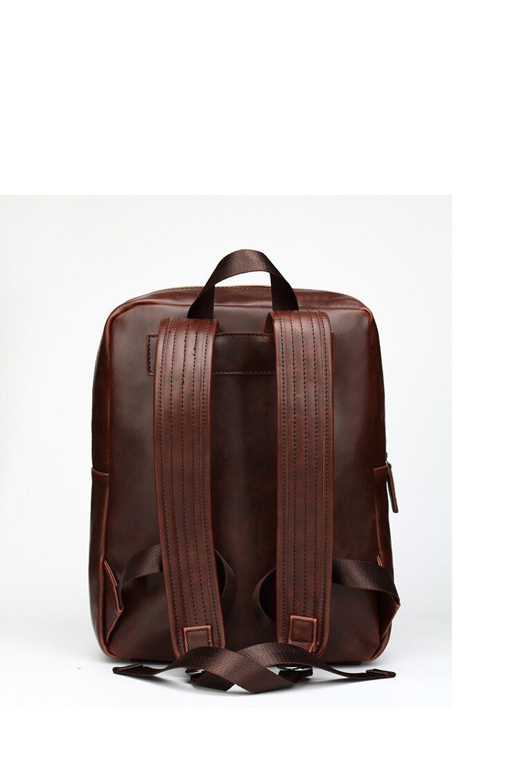 JONON-mochila de cuero sintético Vintage informal para hombre, morral de viaje, mochilas escolares de , bolso Unisex para ordenador portátil, bolso universitario de 13 pulgadas