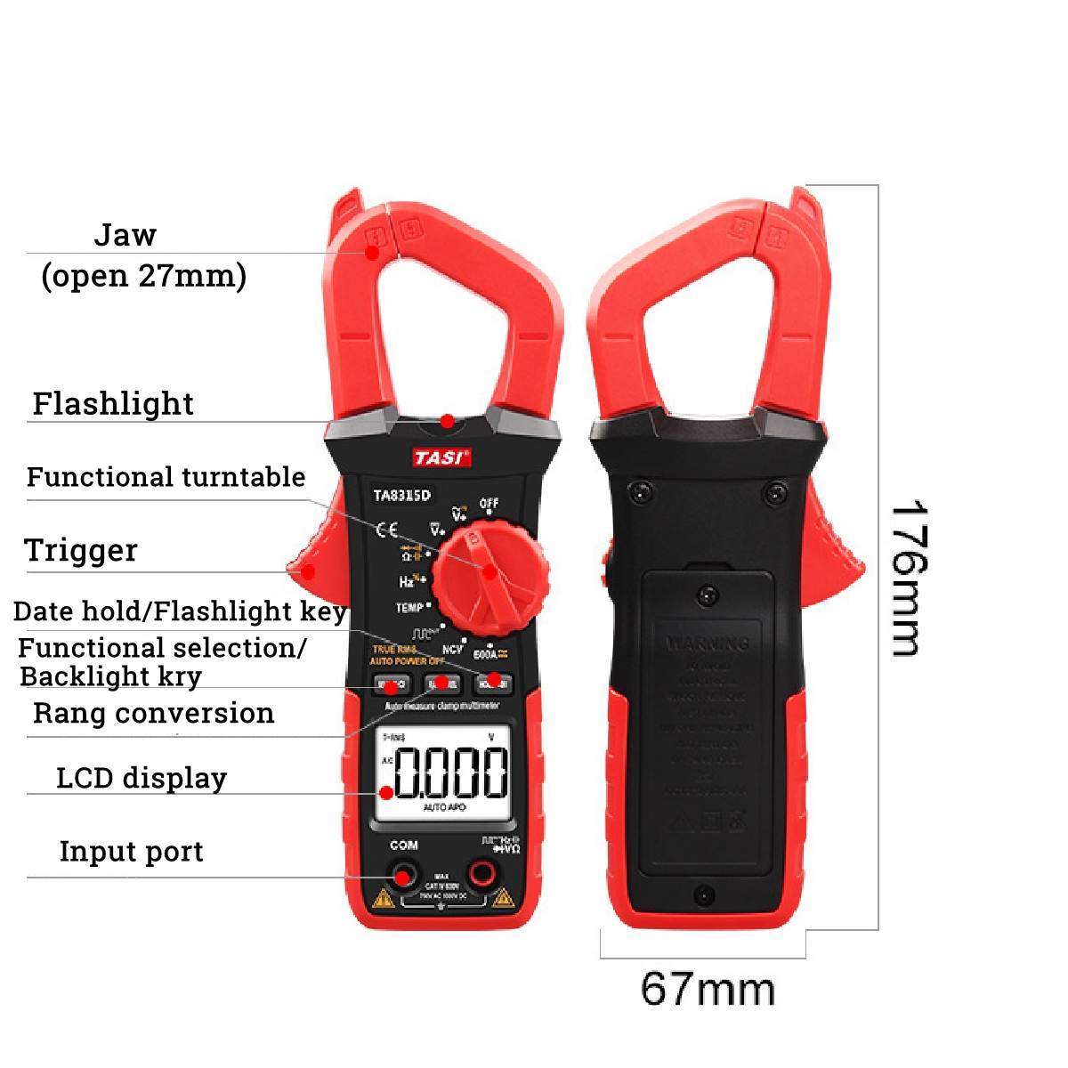 TA8315D Clamp Meter Multimeter High Precision Auto range Current Clamp Pincers Digital Ammeter Table AC DC Universal Automatic
