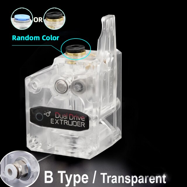 DDE Cloned Btech Dual Drive Bowden Direct Extruder for 3D Printer MK8 V6 Ender-3 CR10 For 1.75mm TPU/TPE Flexible Filament: Right Transparent B