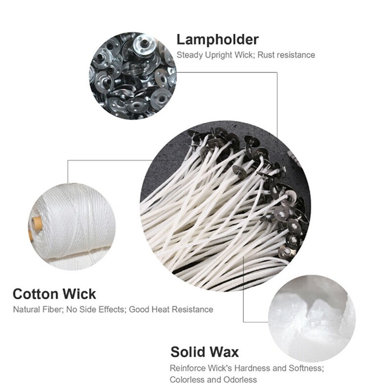 100 stuks kaarslonten katoenen kern gewaxte lont met houder voor kaarsen nieuwigheid