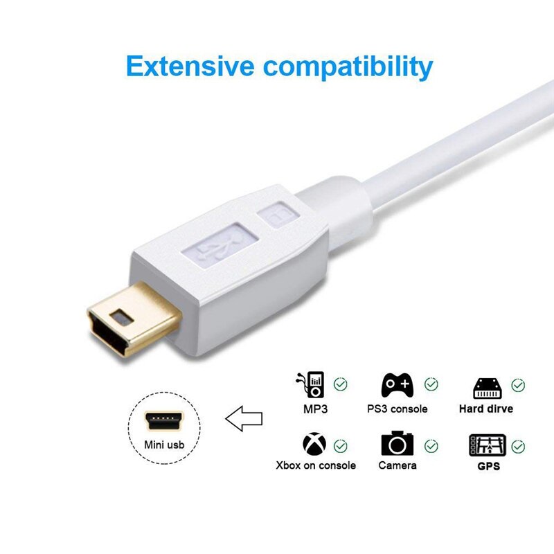 Mini usb till usb-c kabel, usb c till mini b sladd för gopro hero 3+, ps3 controller & mini b enheter