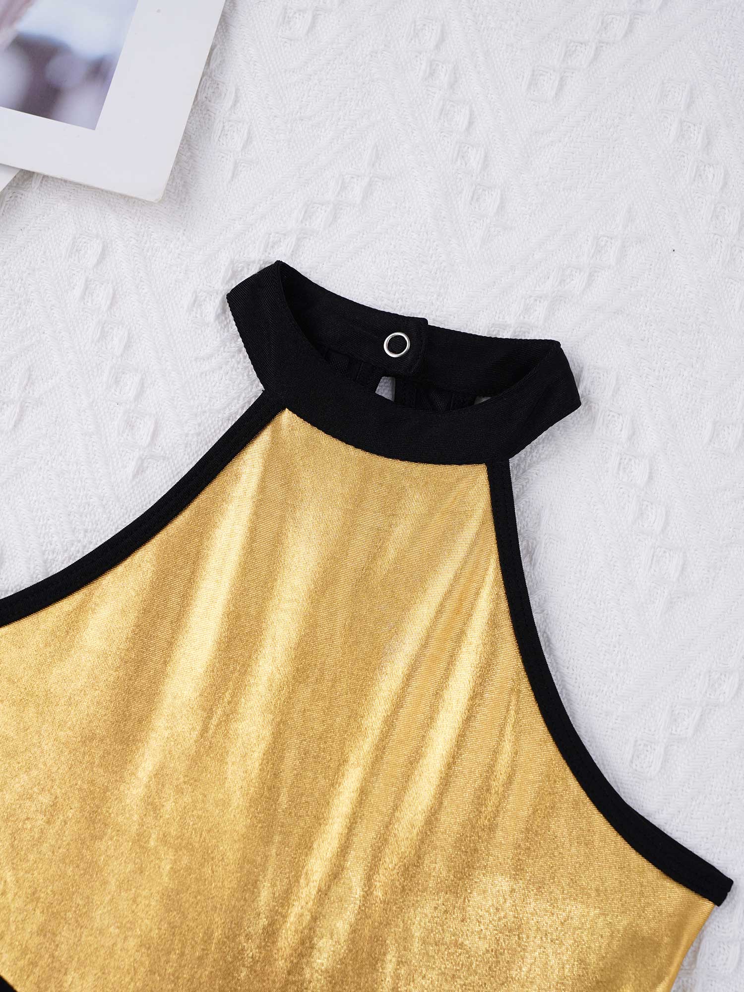 Child Kids Girls Ballet Leotards Gymnastics Costume Sleeveless Mesh Patchwork Style Dance Jumpsuit Gymnastics Leotard Dance Wear