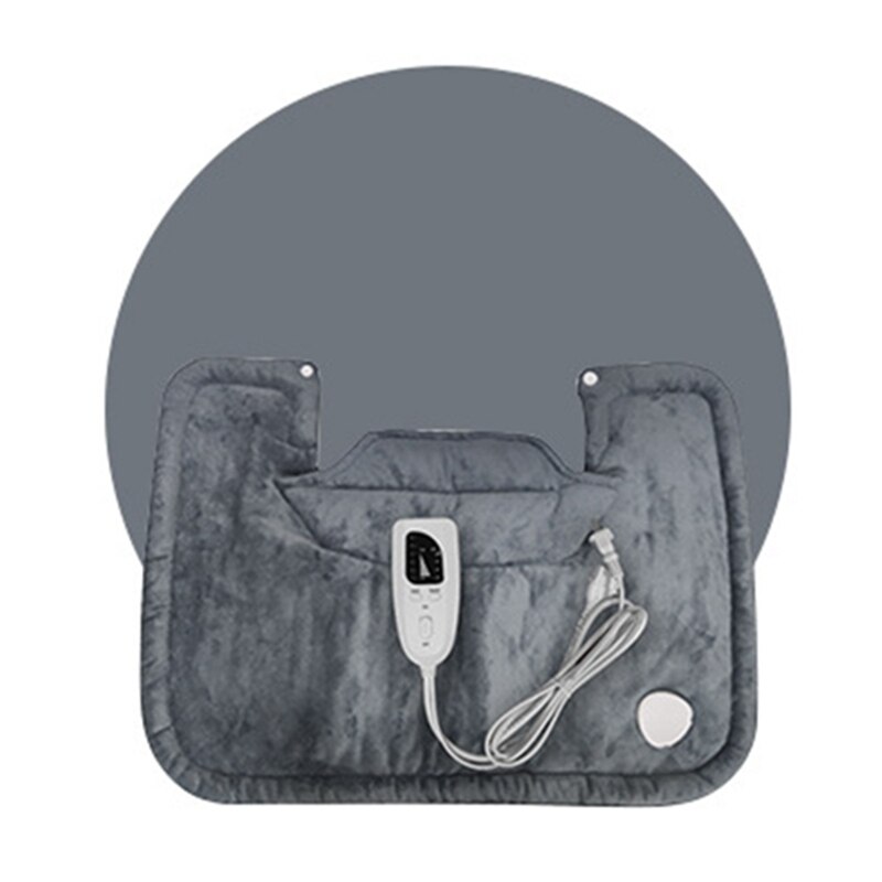 Electric Physiotherapy Heating Pad Blanket Muscle Shoulder Neck Back Heating Shawl Adjustable Temperature EU Plug: Dark Gray