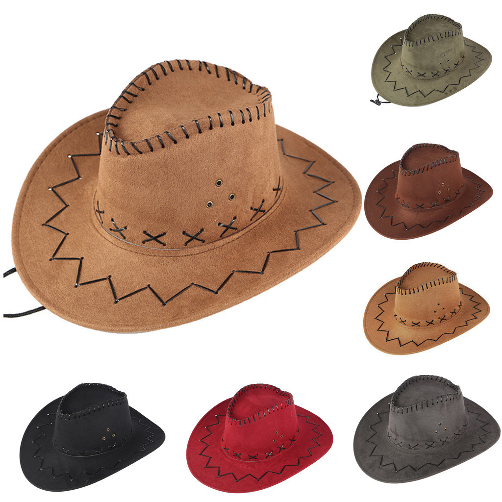 Unisex Men Women Cowboy Hat Wide Brim Solid Color Caps For Gentleman Casual Travel Fancy Party Male Female Cowgirl Hats Cap