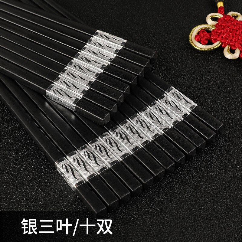 10 Pair Chinese style chopsticks tableware food stick alloy Catering utensils sushi sticks Non-slip Household Kitchen Utensils: 10 pairs