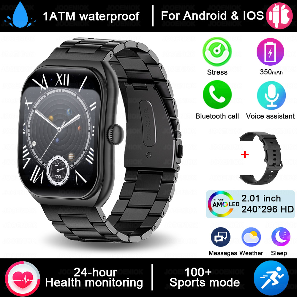 2025 Nuovo 2.01-Pollici Grande Schermo HD Smartwatch 1ATM Impermeabile Modalità Multi-sport Frequenza Cardiaca Chiamata Bluetooth accorto guarda per XIAOMI: Grigio