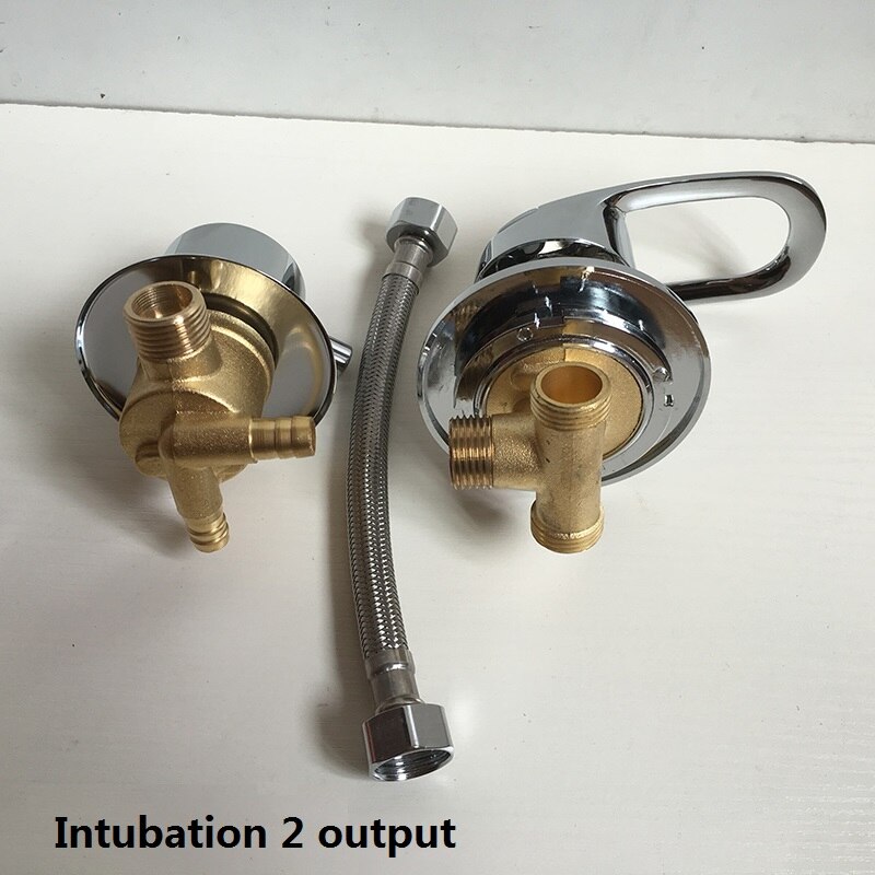 MTTUZK badrandcombinaties 2/3/4/5 Manieren water outlet messing douche tap schroef of intubatie split douchecabine douche mengkranen: set B 2 output