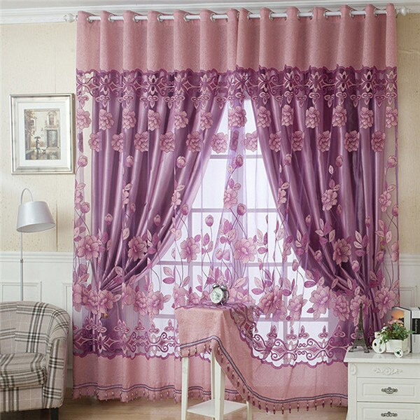 Bloem Tule Deur Decor Gordijn Drape Panel Sheer Sjaal Valletjes Us Voorraad: light purple beads