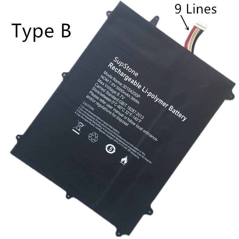 Batería 30154200P para portátil Teclast F6 Plus,F7 Pro,Ezbook X4,E17 MT133,TH133K,TH140A,AK14,N14W,NB131,NB132,NV-2874180-2S,A146: Type B-9 Lines