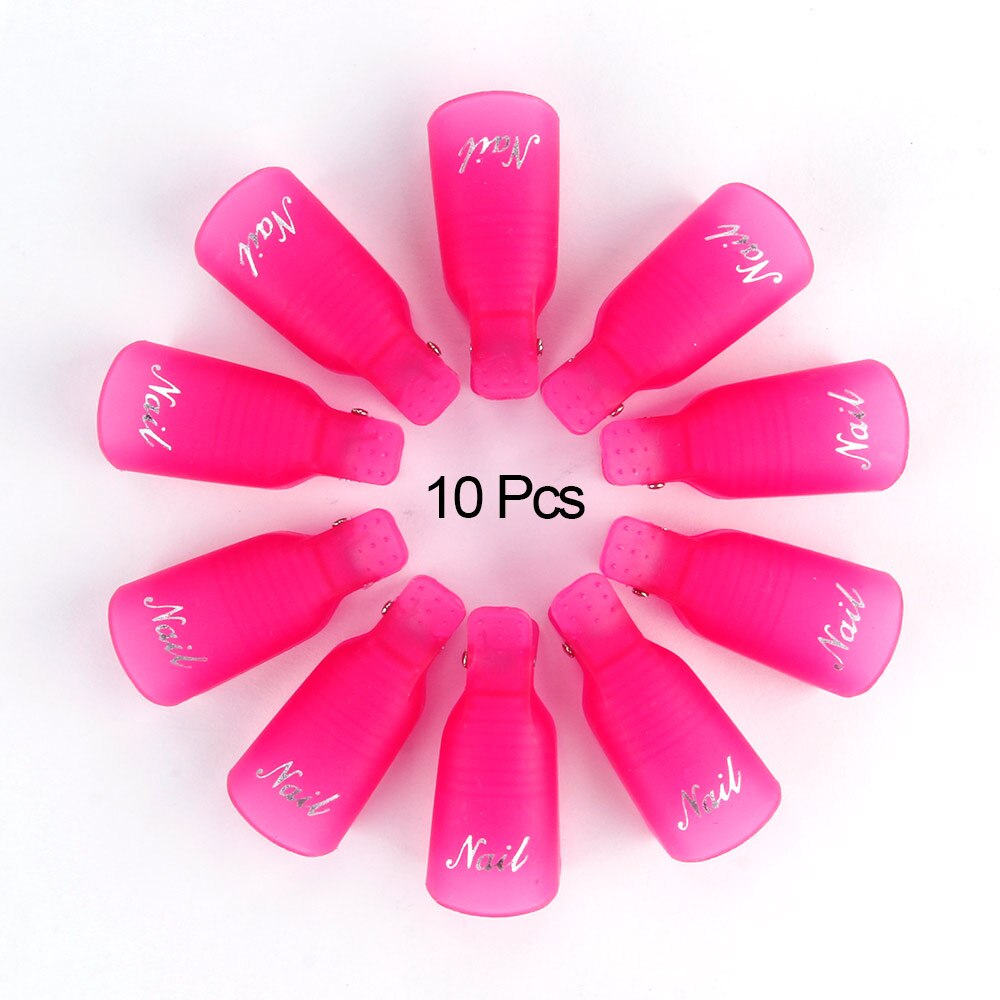 10Pcs Nagellak Remover Clip Losweken Cap Nail Art Uv Gel Polish Remover Wraps Plastic Cleaner Nagels tips Voor Vingers Tool: Rose Red
