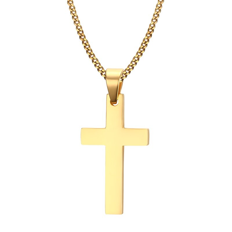 Charme mænd rreligiøst tilbehør cuba kæde tilbehør titanium stål kryds vedhæng rustfrit stål kvinder halskæde: Pn570- guld