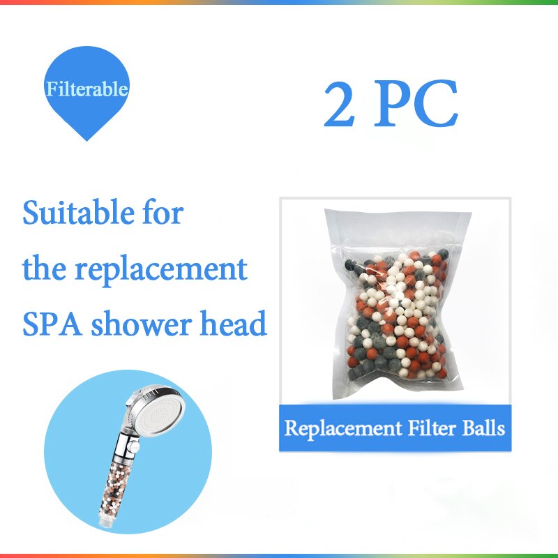Bathroom 3-Function SPA shower head with switch on/off button high Pressure Anion Filter Bath Head Water Saving Shower: filter balls