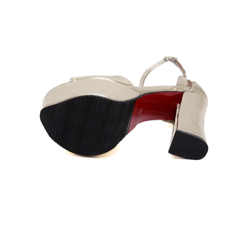 14cm blok hæl sandaler sorte høje hæle sandaler punk gladiator platform hæle guld sandaler dame sandaler sommer damer sandler