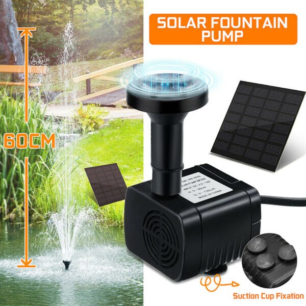 200L/H Solar Panel Powered Water Feature Pump Floating Bath Watering Garden Pool Pond Fountain Fish Aquarium: Default Title