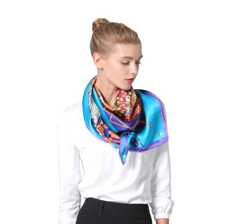 Hof Handgemaakte Zijde Zeefdruk Gedrukt Zijden Sjaals Zijde Zijde Crêpe Satijn Grote Vierkante Handdoek